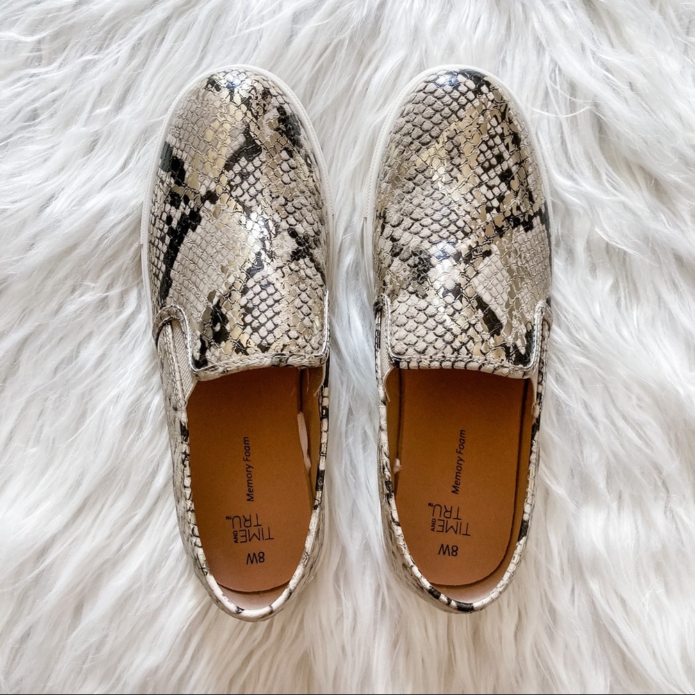 {Time and Tru} Snake Print Slip On Shoe